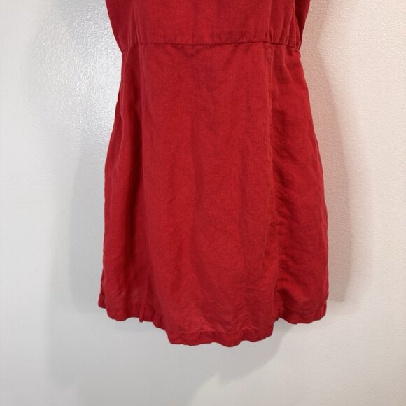Zara Tank Top Dress M Red Linen Strappy Square Neck Open Back Holiday Festival - Picture 3 of 8